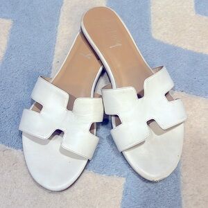 FS/NY White Leather Alibi Sandals